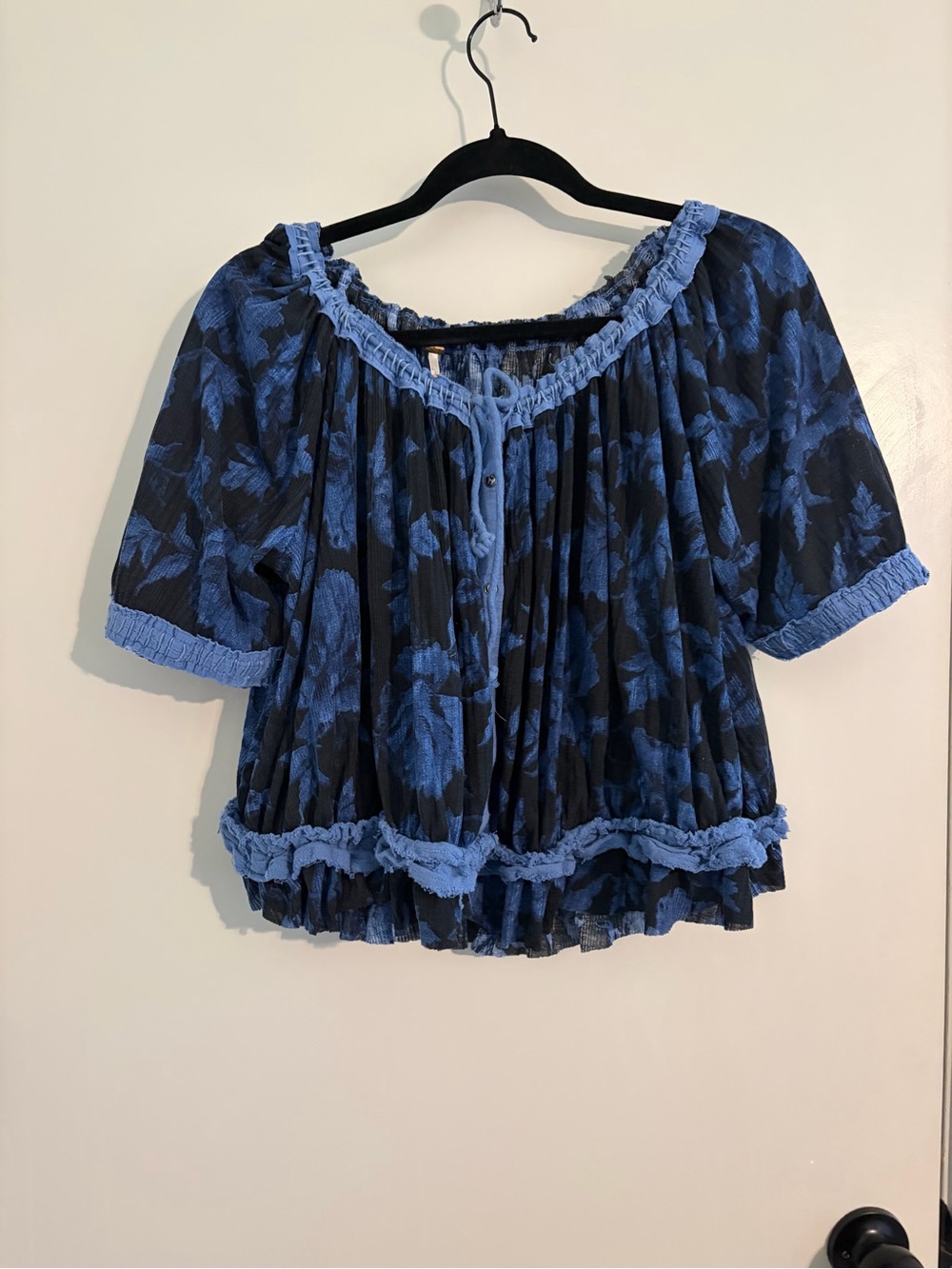 Free People Blue Floral Top